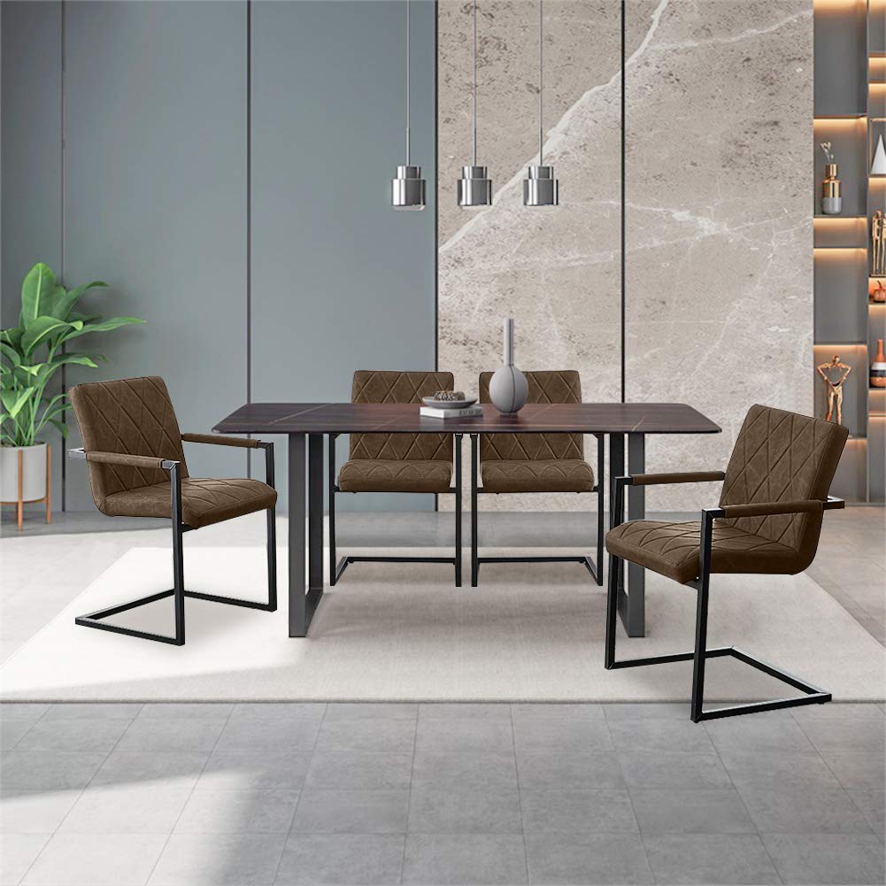 CLIPOP Lot de 2 chaises de Salle à Manger en Simili Cuir Fauteuil de réunion pour Salle à Manger Salon mobilier de Bureau Marron