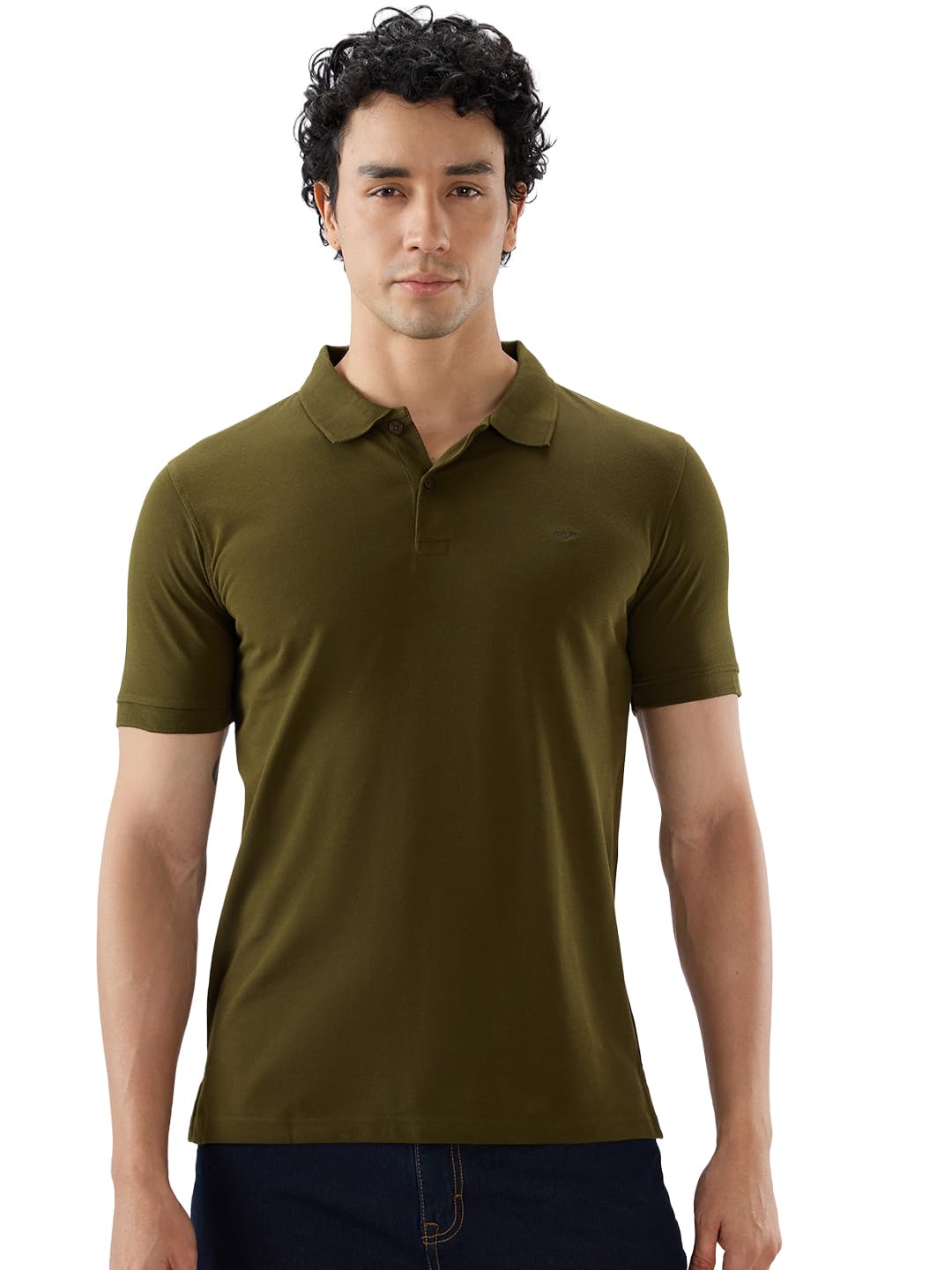 park avenue Men Slim Fit Solid Pattern Cotton Polyester Blend Half Sleeve Polo Neck Loungewear T-Shirt-picture-56