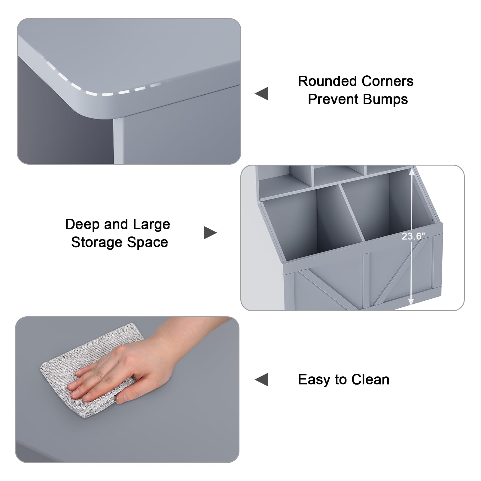 Kinder Spielzeug- & Bücherregal mit Aufbewahrung – Organizer mit Regal & Schrank für Spielzimmer/Schlafzimmer/Kita/Kindergarten, leicht aufzubauen – Farbe: Pure Gray