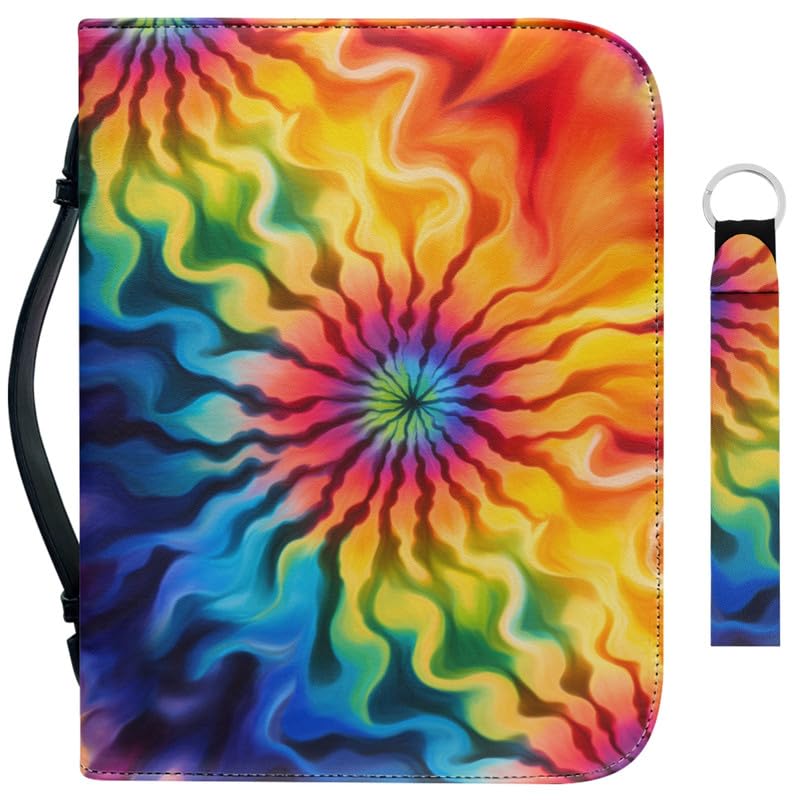 Garronmavis Gradient Rainbow 2PCS Women-Bible Cover Swirl Rainbows Stylish Books Bag Aesthetic Art Church Study Book Covers - M — image 1