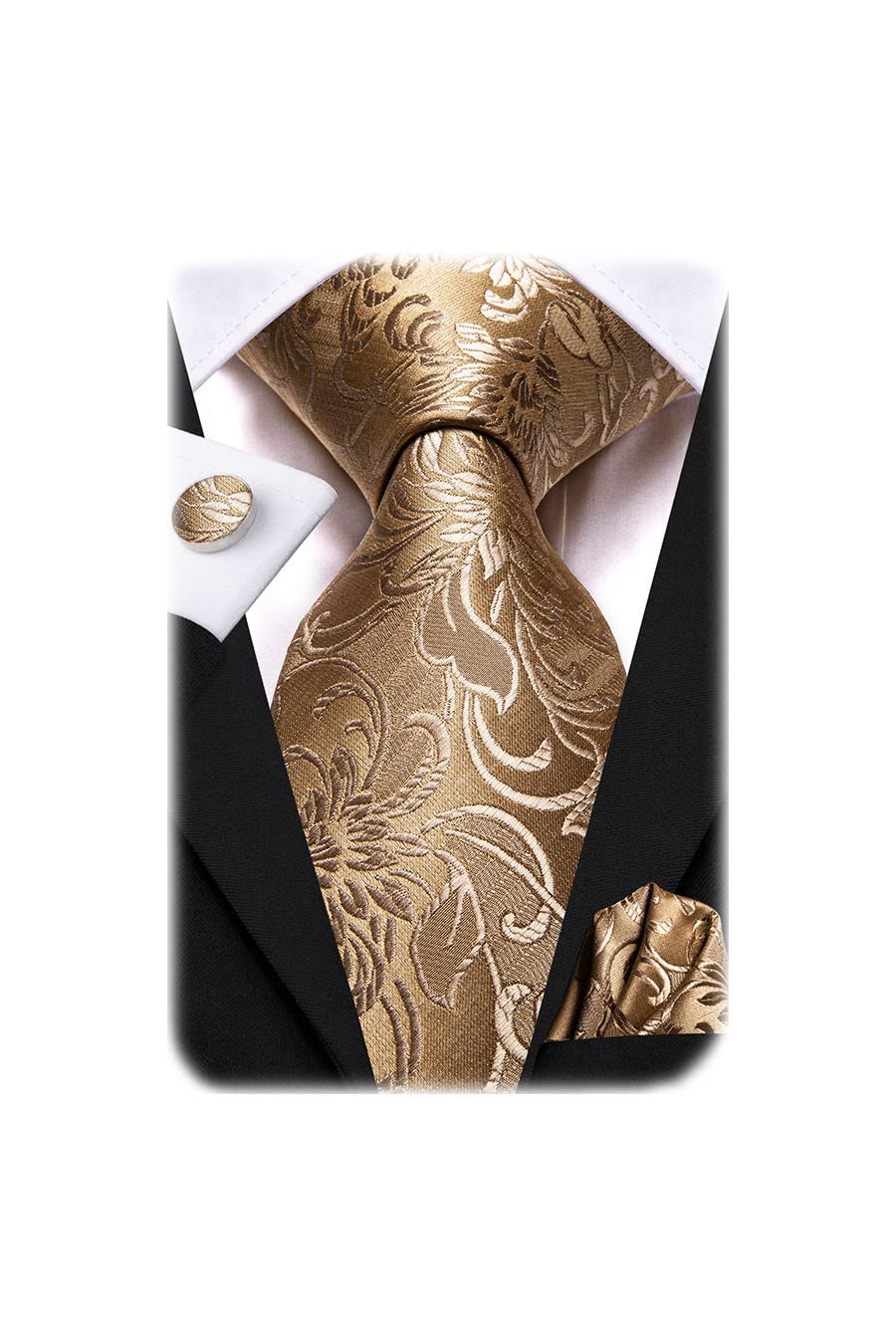 Hi-Tie Silk Paisley Ties for Men Necktie Pocket Square Cufflinks Set Foral Tie Sets Formal Business
