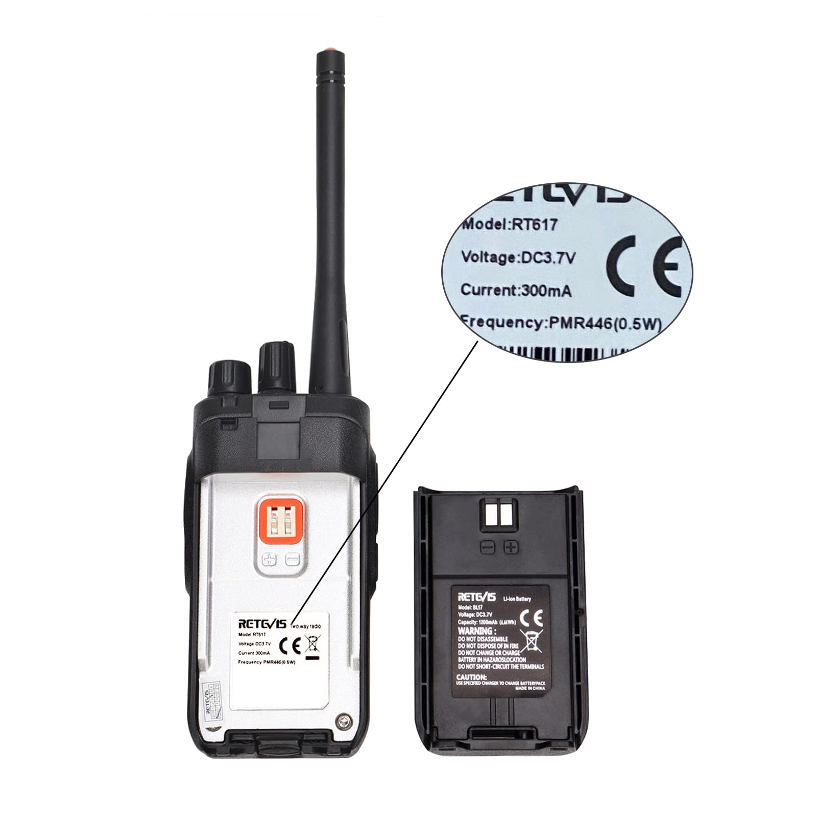 Retevis RT617 Walkie Talkie Professionali, PMR446 Ricetrasmittenti a Lunga Distanza, VOX, Suono Squelch Chiaro, Radioline walkie Talkie con Auricolare per Scuola, Sicurezza, Logistica (10 Pezzi, Nero)