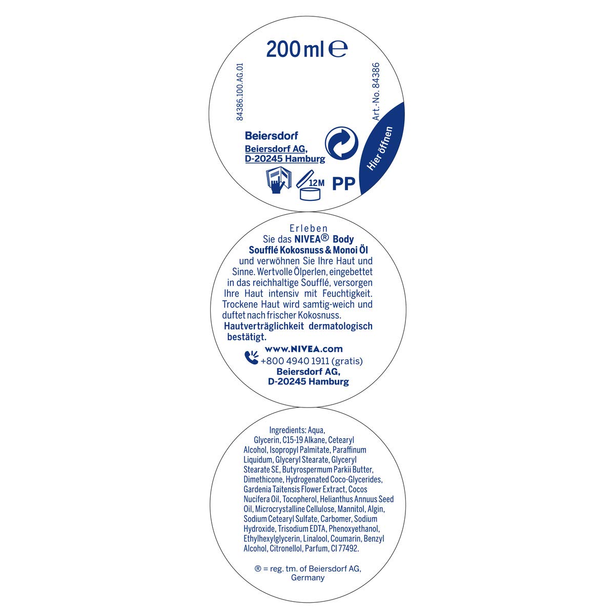 NIVEA Suflet do ciała olej kokosowy i monoi, Żółty, 200 ml