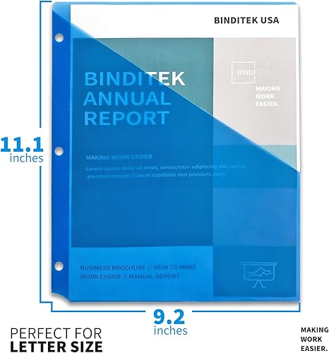 Miniatura 2 de Binditek Paquete de 30 fundas de polietileno para carpeta de 3 anillas, bolsillos para carpeta, organizador de carpetas de 3 agujeros, tamaño carta,