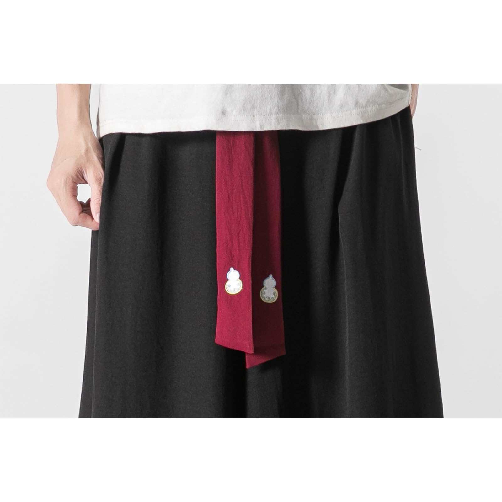 GURUNVANI Pantaloni da Uomo a Gamba Larga, Nero, Yoga Pants, Lunga