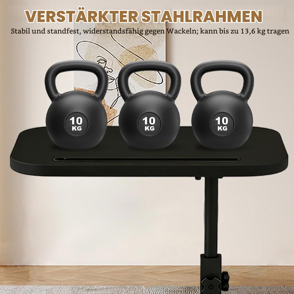 Beistelltisch C Form, Höhenverstellbarer Beistelltisch, Klein Couch Beistelltischs, mit Erhöhtem Rand,360° Drehbarer C Form Beistelltischs,Mobiler Klein Beistelltischs für Sofa Bett Kaffee (Schwarz)