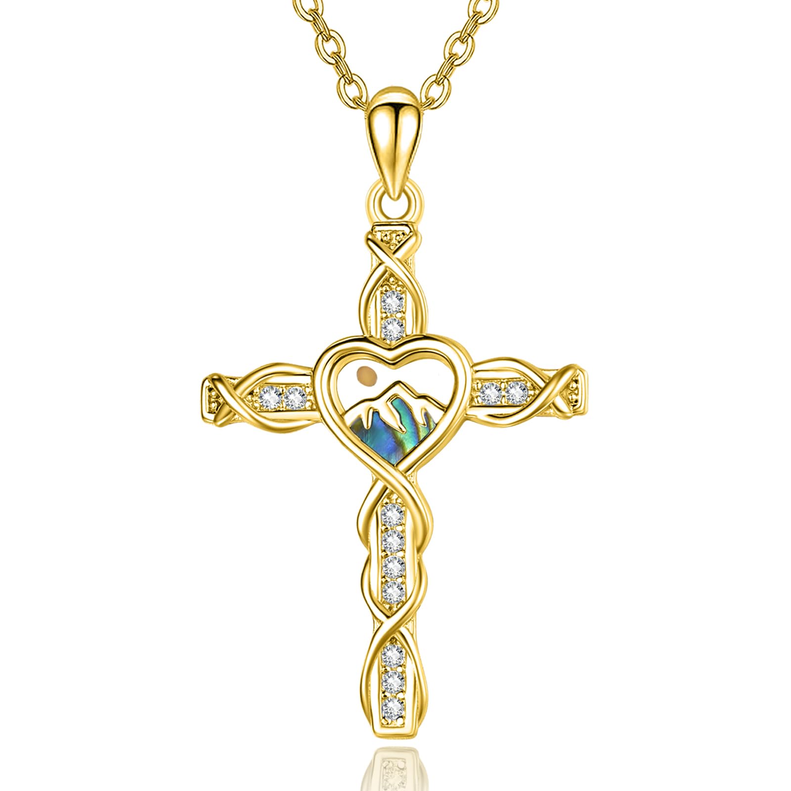 Zhi Kexin Mustard Seed Heart Cross Necklaces for Women 925 Sterling Silver Faith Pendant Necklace Mountain Jewelry Inspirational Christian First