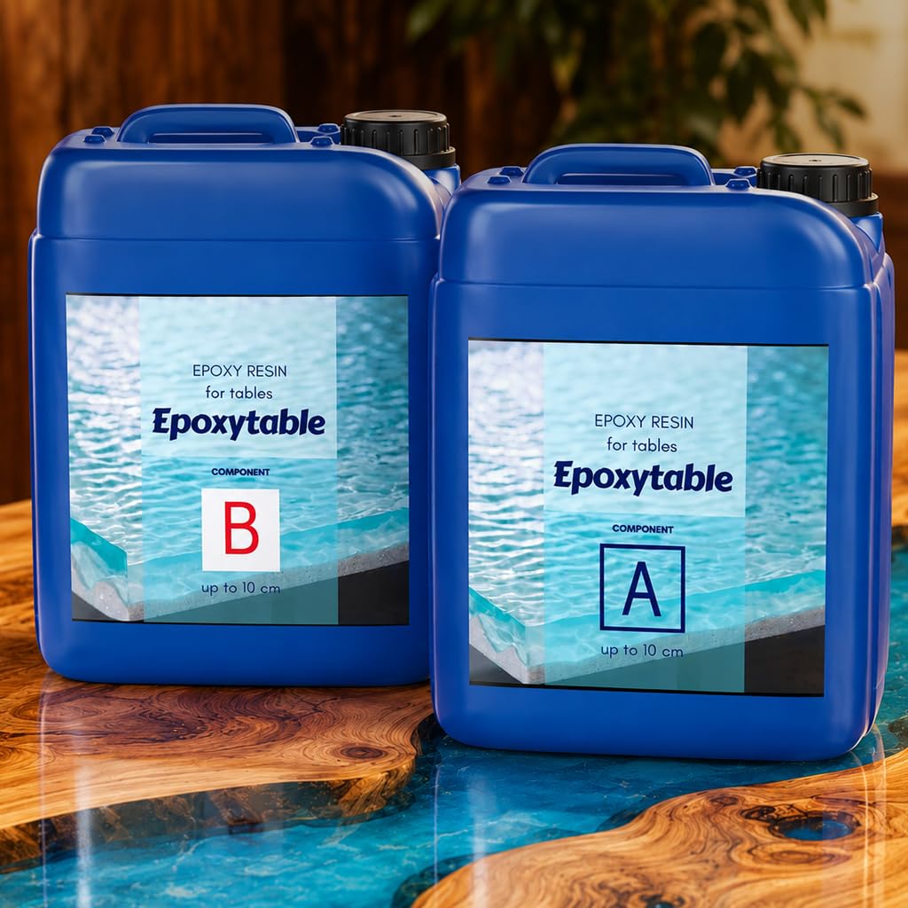 Resin Pro EPOXYTABLE 10 Resina epoxi para vaciados de hasta 10 cm, ideal para mesas de madera, vaciados grandes, obras de arte sin burbujas - 100% Made in Italy - 20 Kg