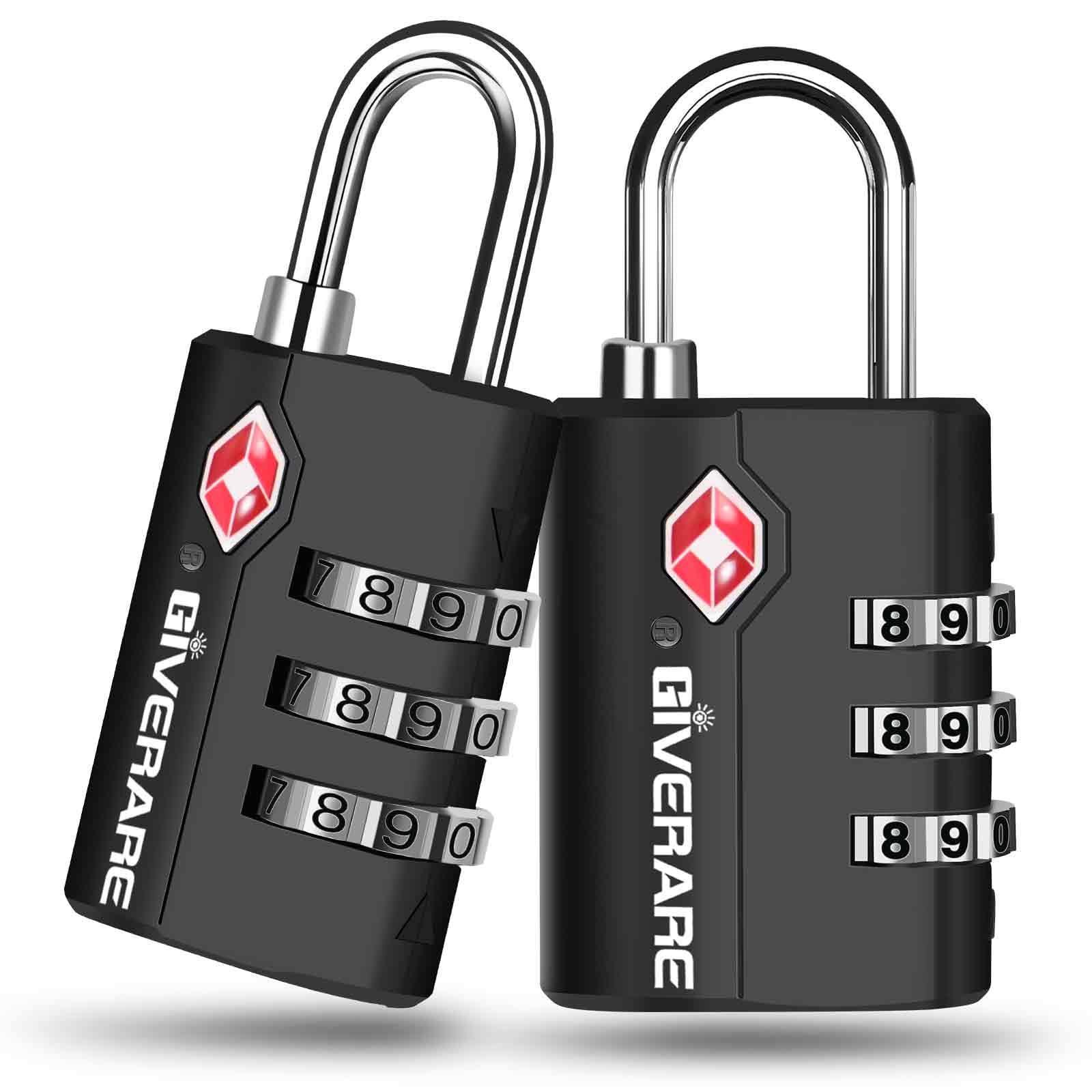 Photo 1 of 2 Pack TSA Approved Travel Luggage Locks, Suitcase Combination Lock, Keyless 3-Digit Zipper Padlocks, TSA Accepted Compatible Padlock for Gym Locker, Golf Bag Case, Backpack-Black