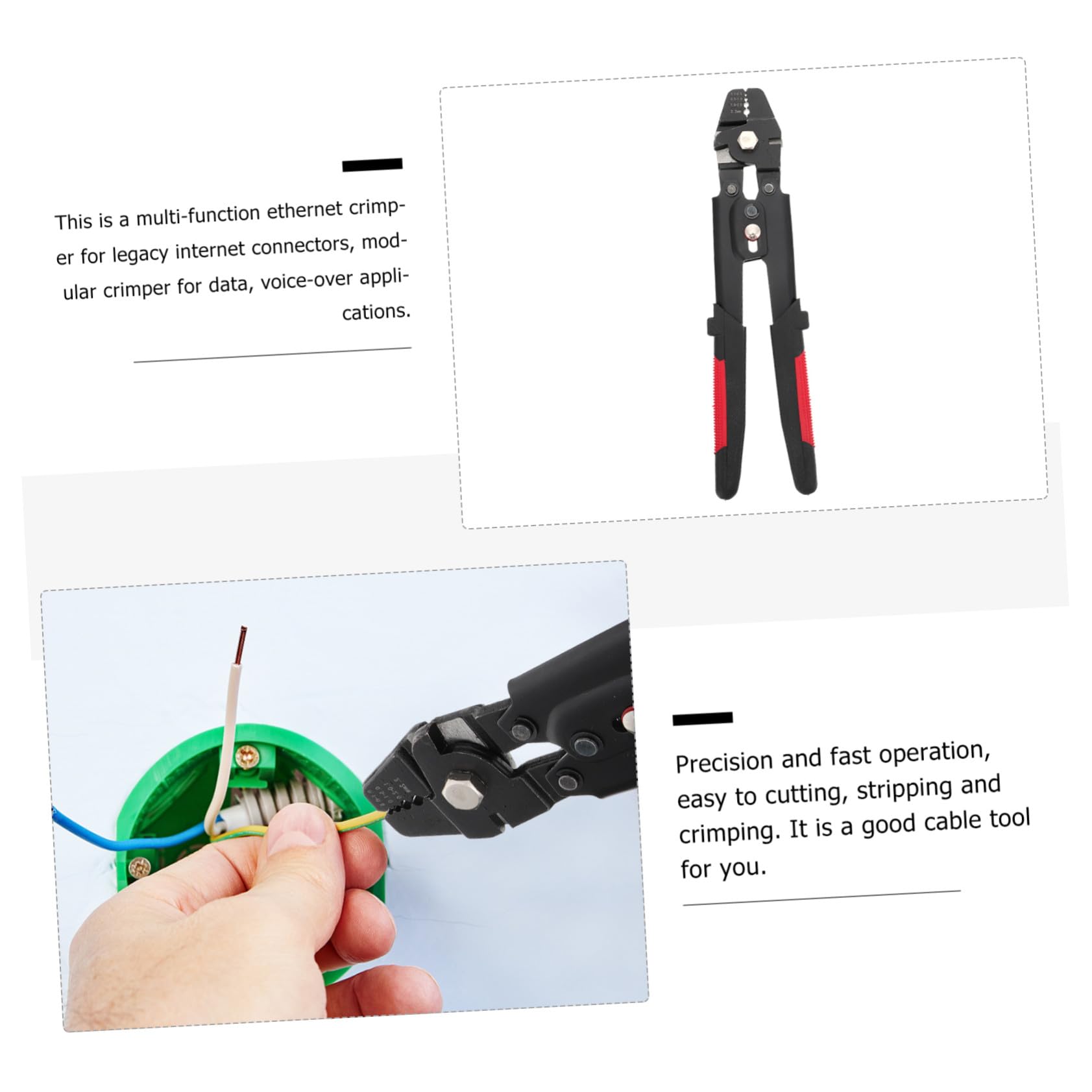 Artibetter Pince à Sertir Câble Inoxydable avec Poignée Antidérapante Outil de Sertissage pour Câbles Métalliques Coupe-câble Intégré Portable et Polyvalent