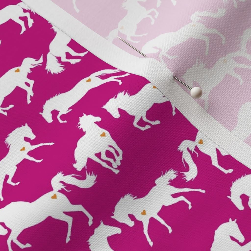 Spoonflower Fabric - Horses Pink Equestrian Ponies Printed on Petal Signature Cotton Fabric by The Yard - Sewing Quilting Apparel Crafts Decor