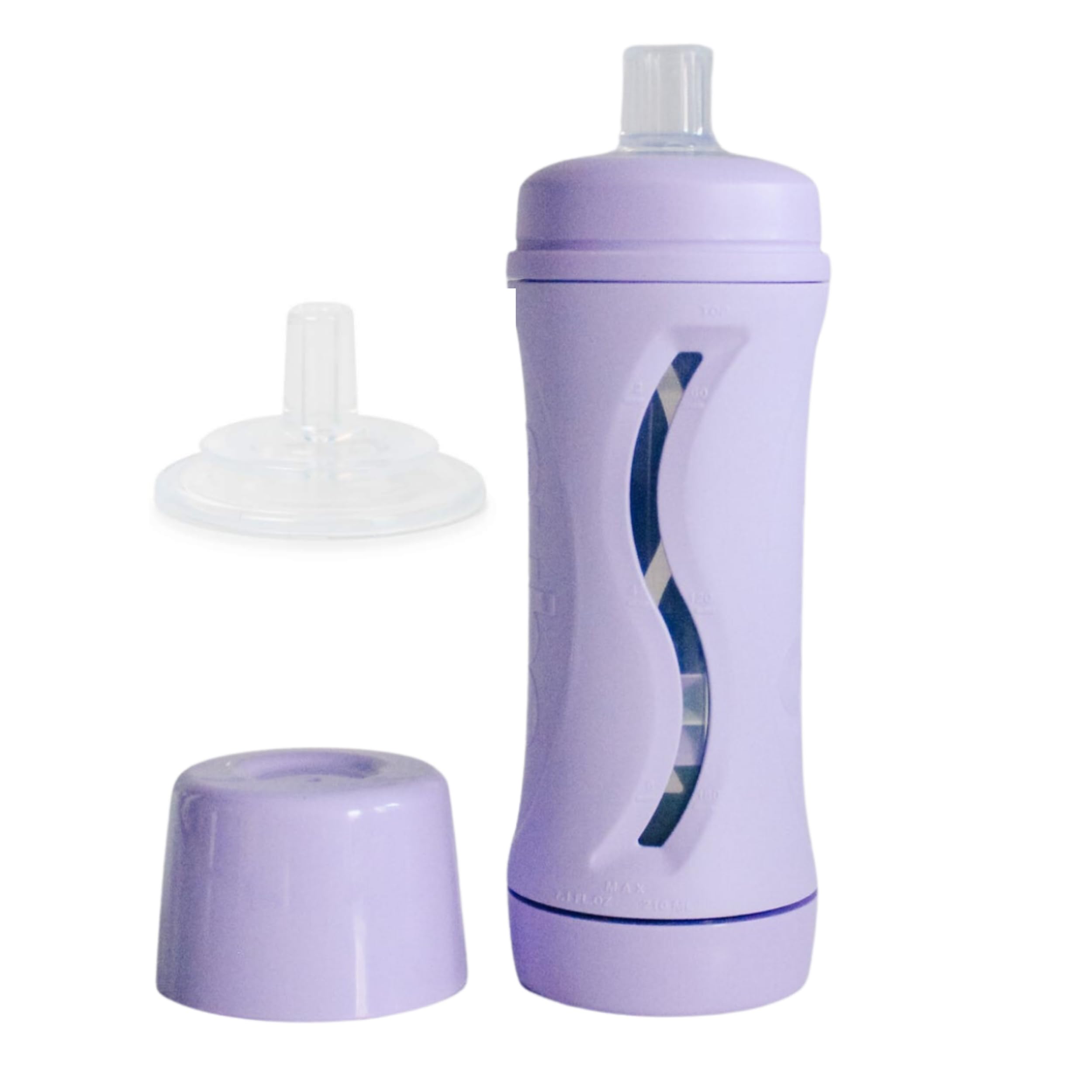 Subo Baby Food Bottle Starter Set | No Mess Baby Toddler Self Feeder | Squeeze Free Design for Purees, Smoothies, Yogurt, Oatmeal, or Thickened Liquids | Reusable Silicone Washable Cup (Lavender)