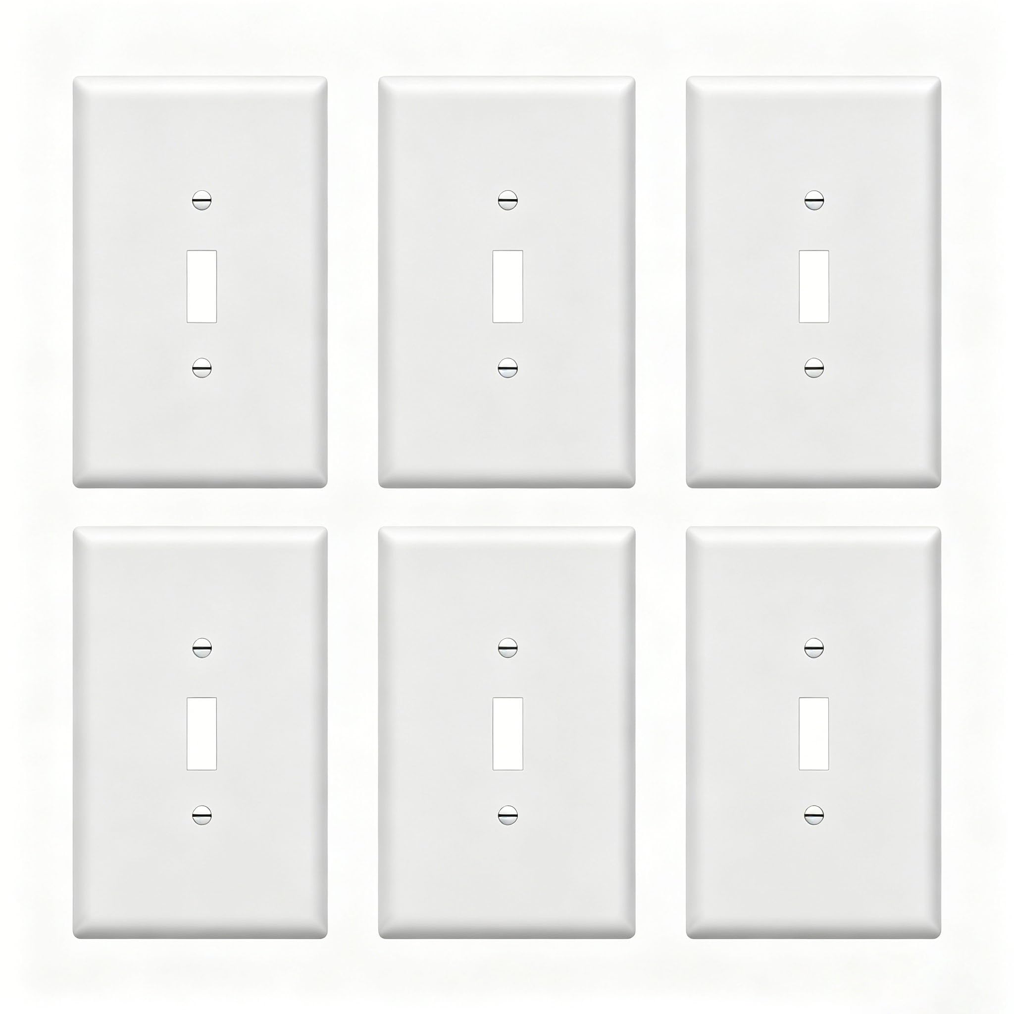 ZEFTV OverSize Toggle Light Switch Wall Plates 1-Gang 5.5" x 3.5" Switch Electrical Cover Plate Unbreakable Thermoplastic Faceplate, White (6 Pack)