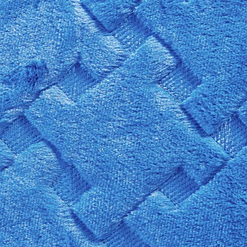 Home Soft Things Oversized King 4 Piece Faux Fur Quilted Tatami Bedspread Bedding Set, Soft Plush Warm Breathable Durable Quilt Coverlet Set With Matching Shams Pillows, 120" X 120", Palace Blue #TOP6