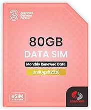 Three 80GB Data SIM Card – for Portable WiFi, Routers & Phones – Preloaded Monthly Until April 2028 – Dual Network (Three & Vodafone) Stronger Coverage