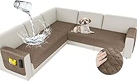 Vista 21 de Arfntevss Fundas impermeables para sofá seccional de esquina para perros y mascotas, funda de sofá en forma de L, terciopelo lavable grande