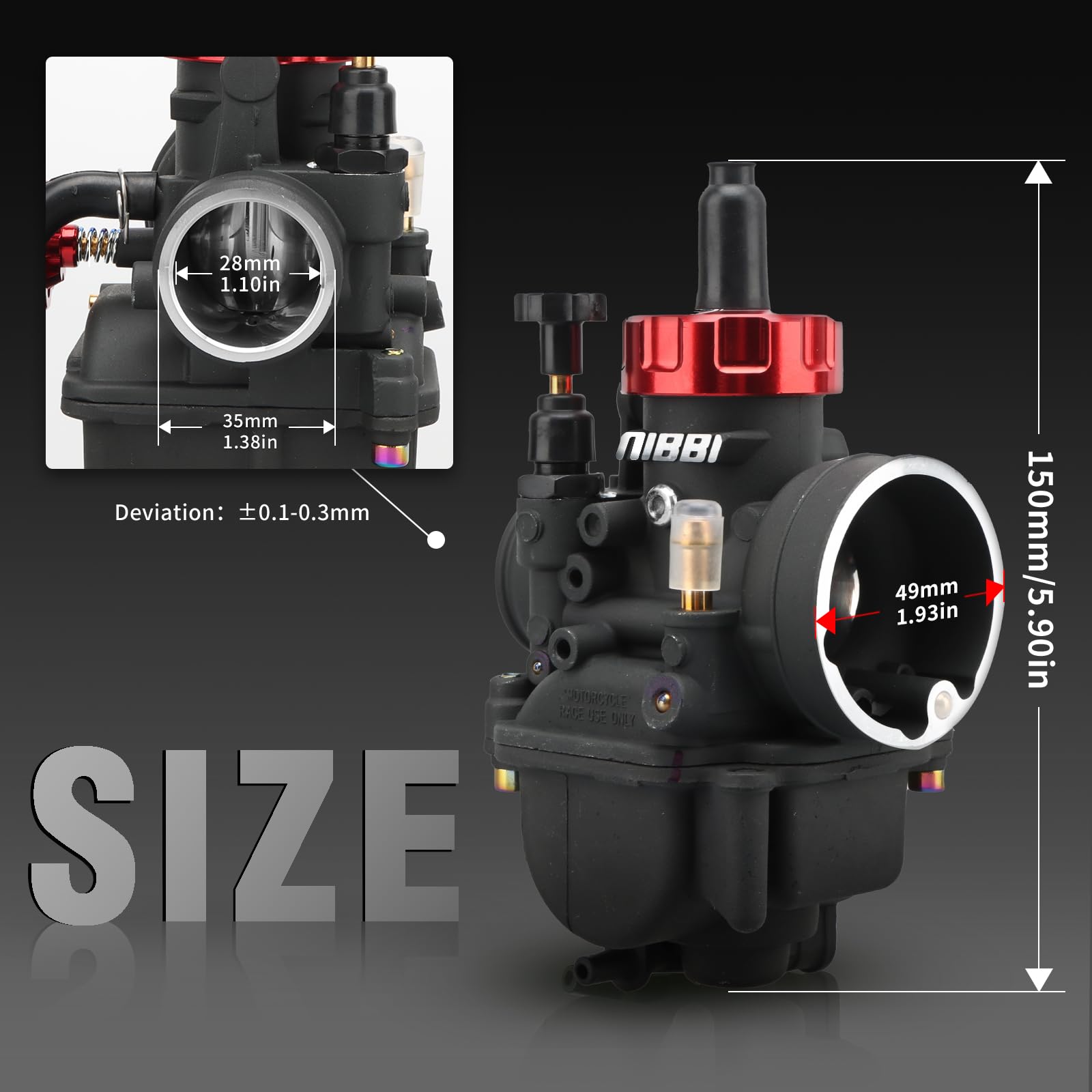 Snapklik.com : NIBBI Carburetor PE28 28mm Carb For Dirt Pit Bike Mini ...