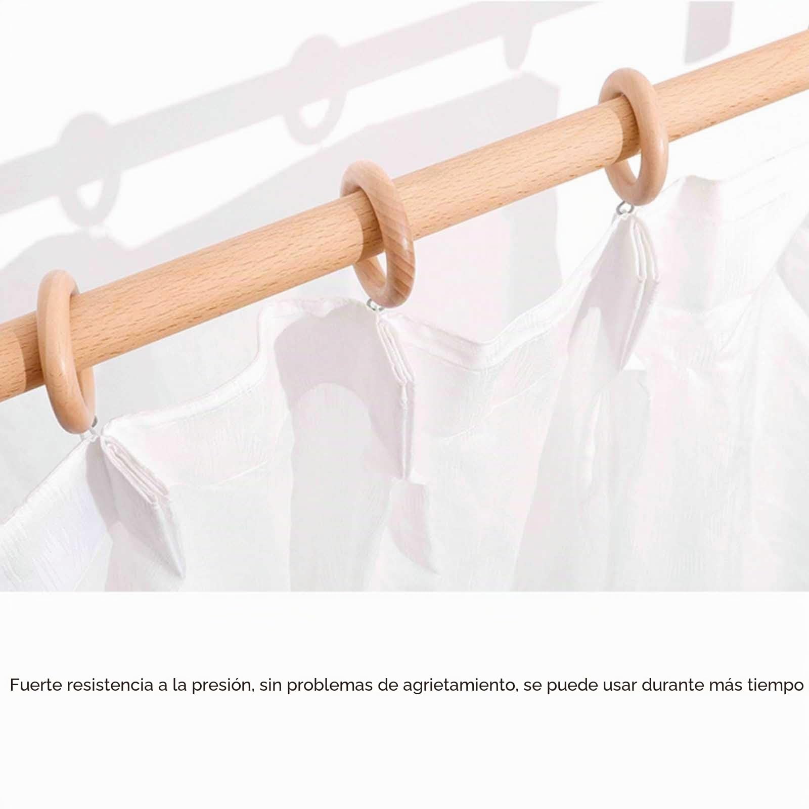 Barra De Cortina De Madera Maciza Simple Y Doble Soporte, 200 cm (78.7 in), Perforada