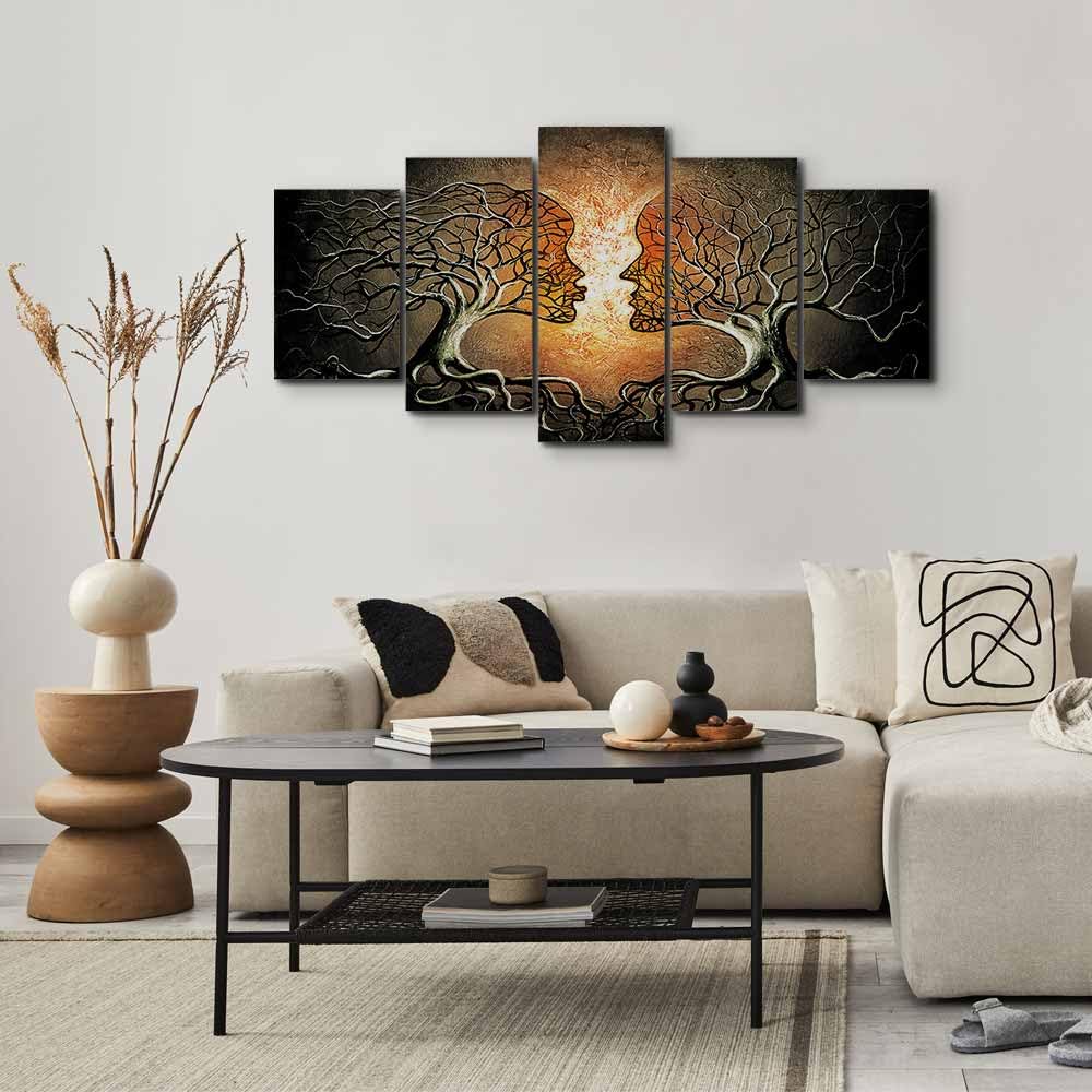 murando Cuadro en Lienzo Arbol Amor 200x100 cm Impresión de 5 Piezas Material Tejido no Tejido Impresión Artística Imagen Gráfica Decoracion de Pared Abstracto h-A-0086-b-p
