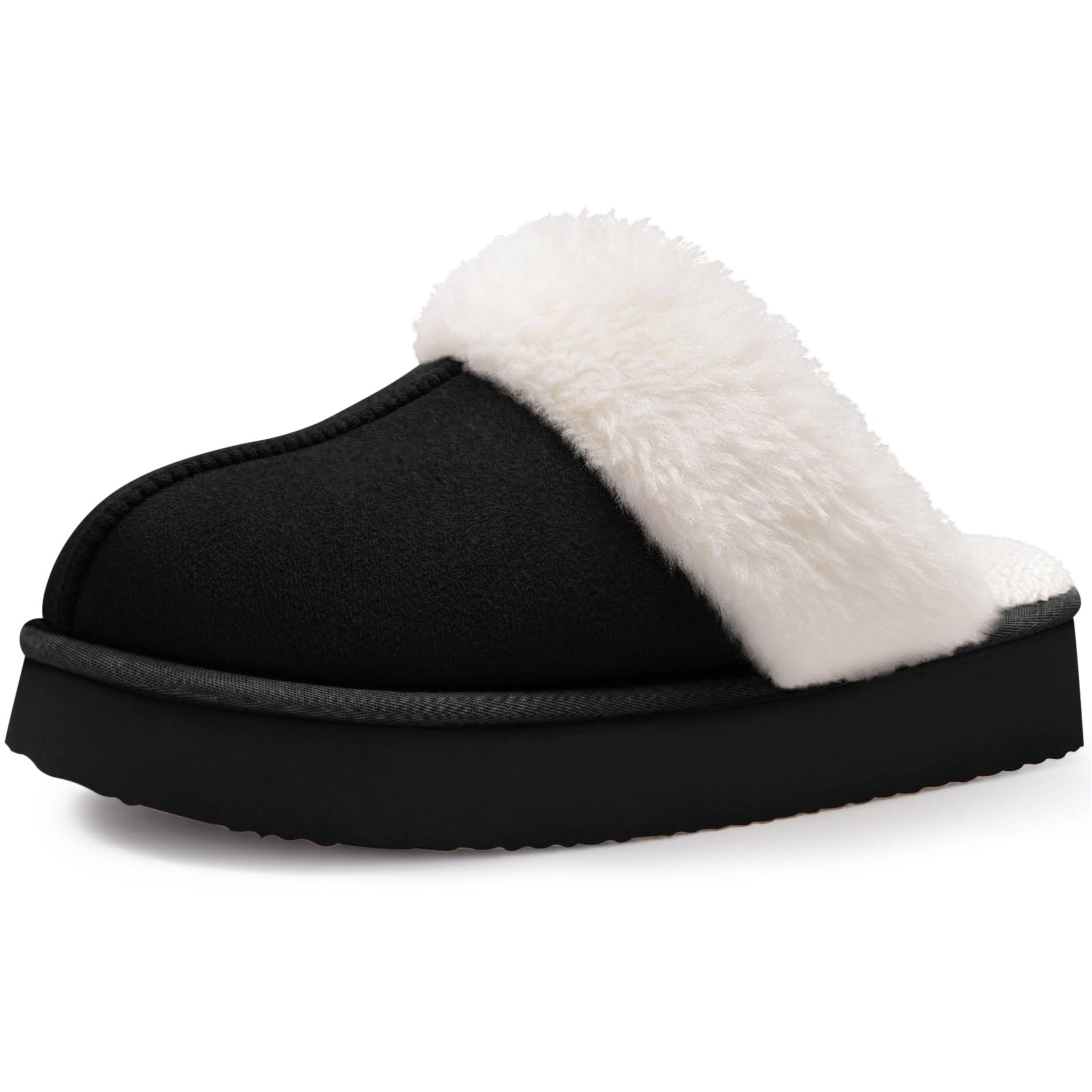 Litfun Fuzzy Memory Foam Slippers for Women Indoor Outdoor House Shoes