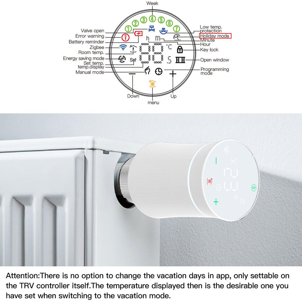 Controlador de termostato de ahorro energía temporización, tiempo programable, calefacción inteligente para el hogar, interruptor ABS, válvula Control remoto aplicación, negro