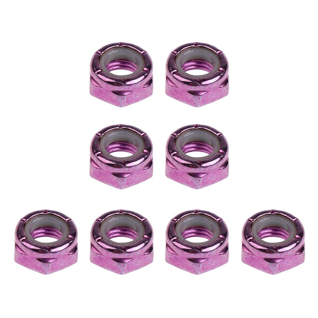 Baoblaze 8pcs Carbon Steel Axle Nuts for Skateboard Longboard Trucks Unisex Adult Skateboarding, Purple