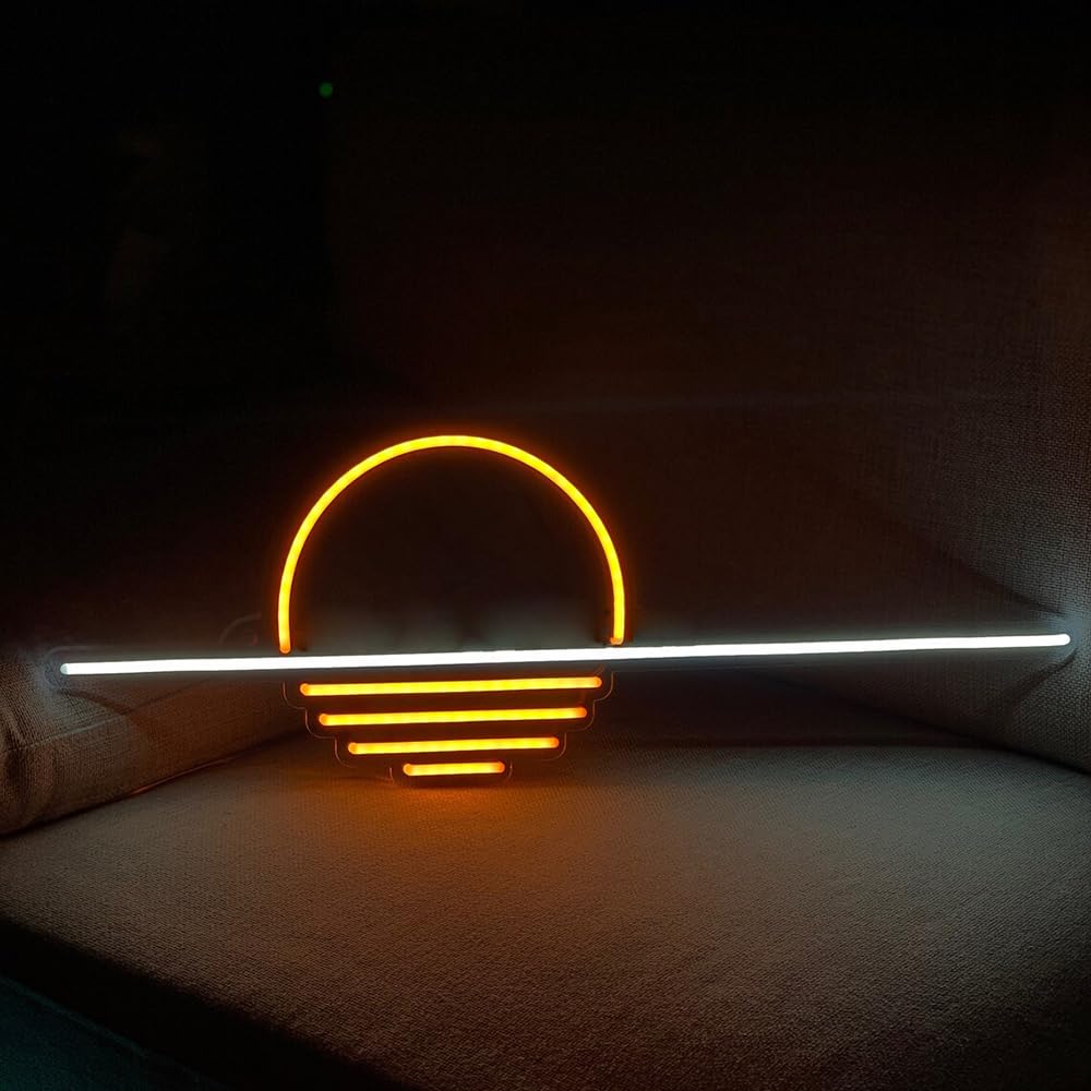 Ulalaza LED Sign Sunset Neon Signs Waves Led Home Wall Decorative Lights Sunrise Night Lamps Mountains Decoration Light USB Brightness Adjustable — image 1