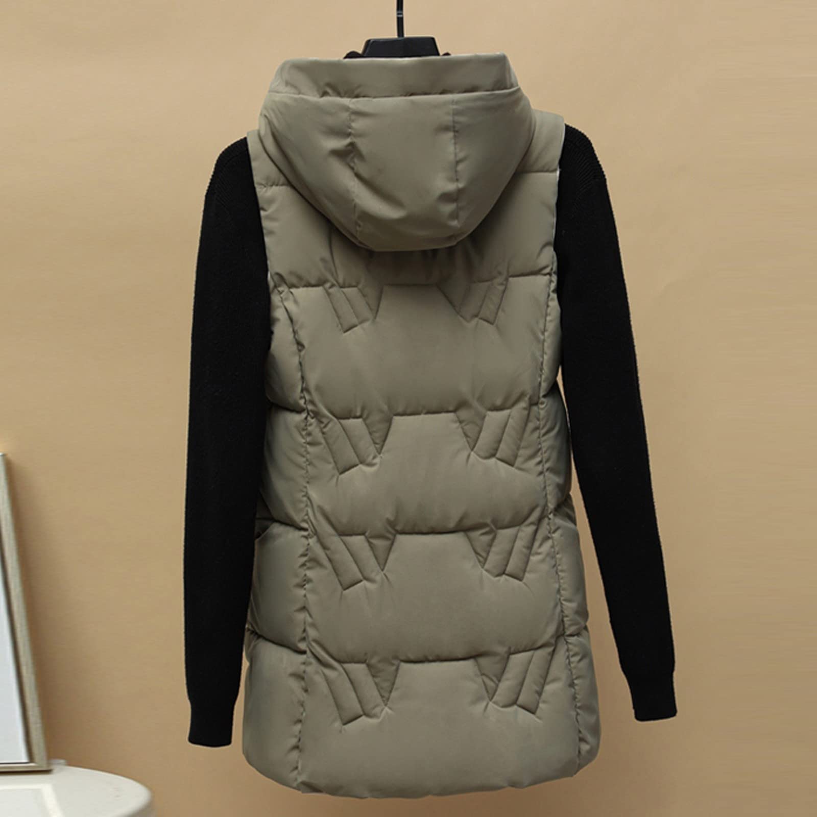 Genérico Chaleco Mujer Largo Invierno acolchado ligero Borrego chaqueta acolchada de talla grande sin Mangas Tallas Grandes versátil al Aire Libre