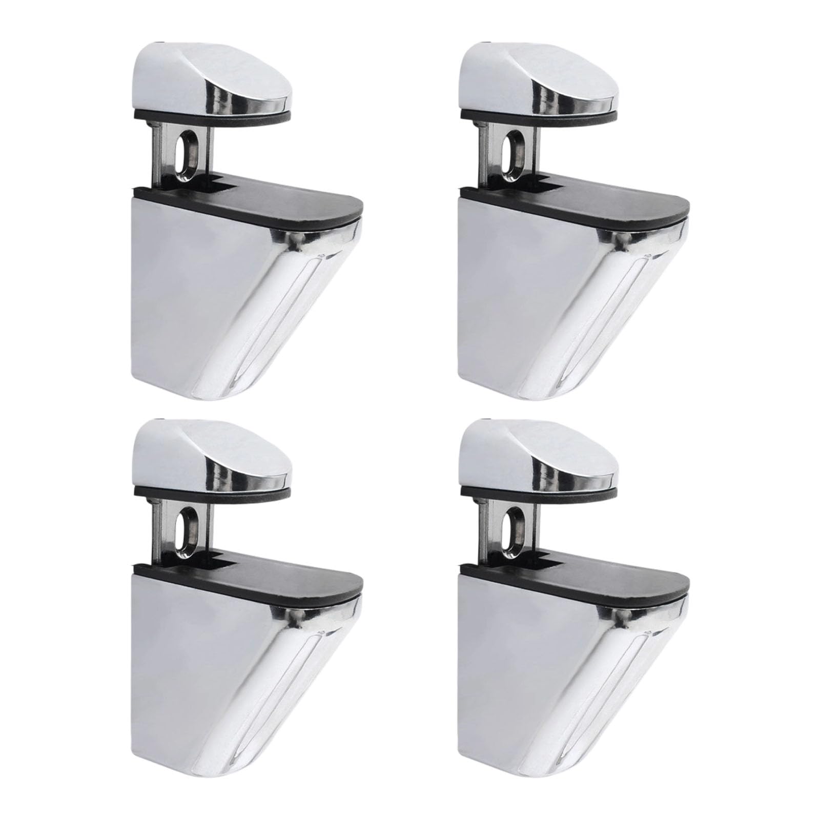 4pc Glass Panel Clamps with Antislip Inserts Adjustable Width Zincs Alloys Construction for Secure Mounting Modern Glass Shelf Brackets