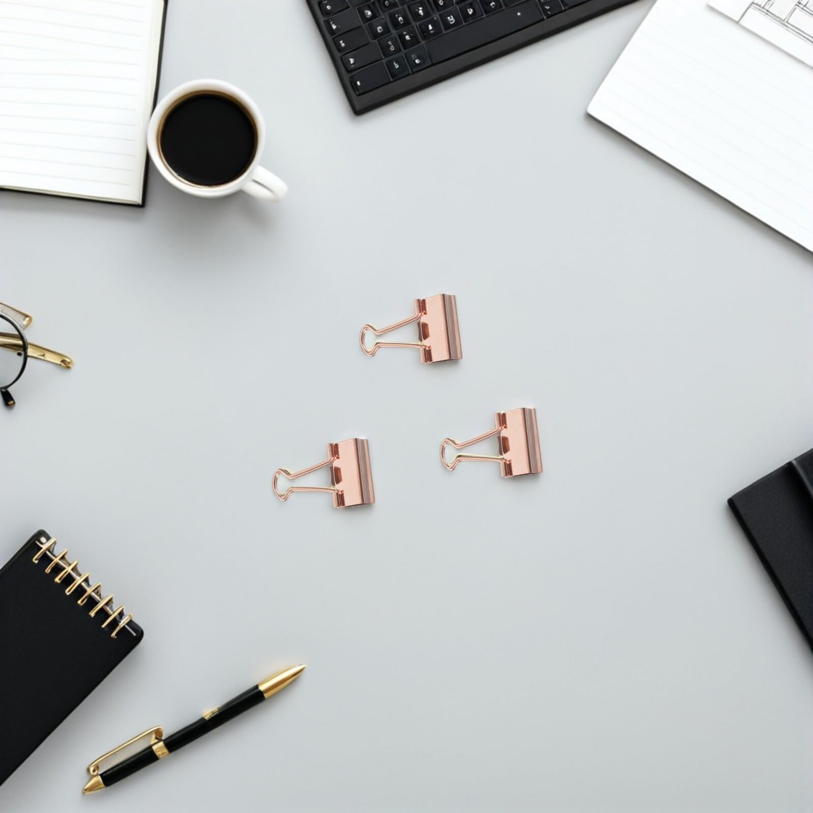 100 Pezzi Clip per Documenti in Metallo Oro Rosa Fermagli Durevoli per Ufficio Scuola e Casa Design Elegante e Compatto per Organizzazione Efficiente