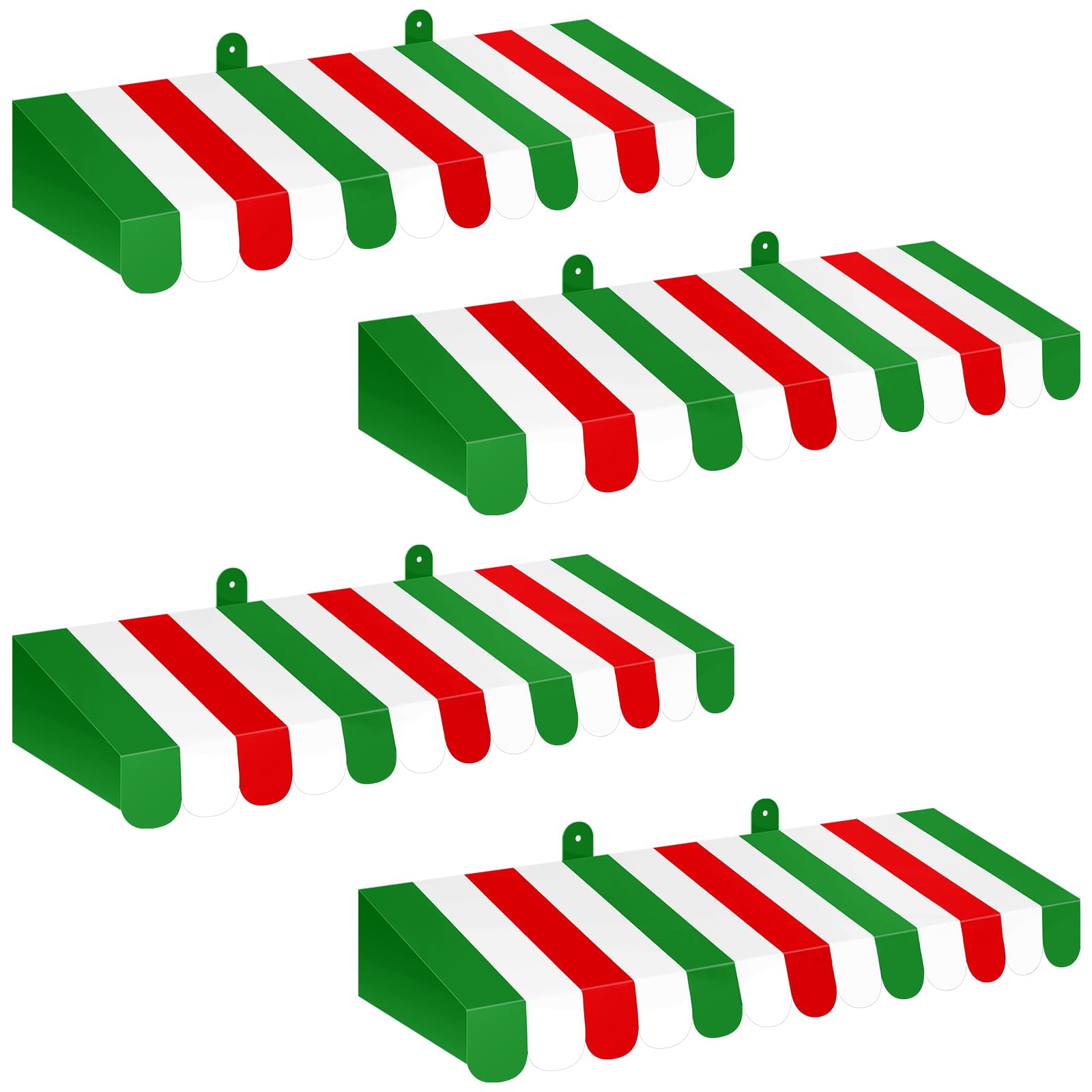 Boao 4 Pcs 3D Cardboard Awning Decor,Italian Colors,Striped Style