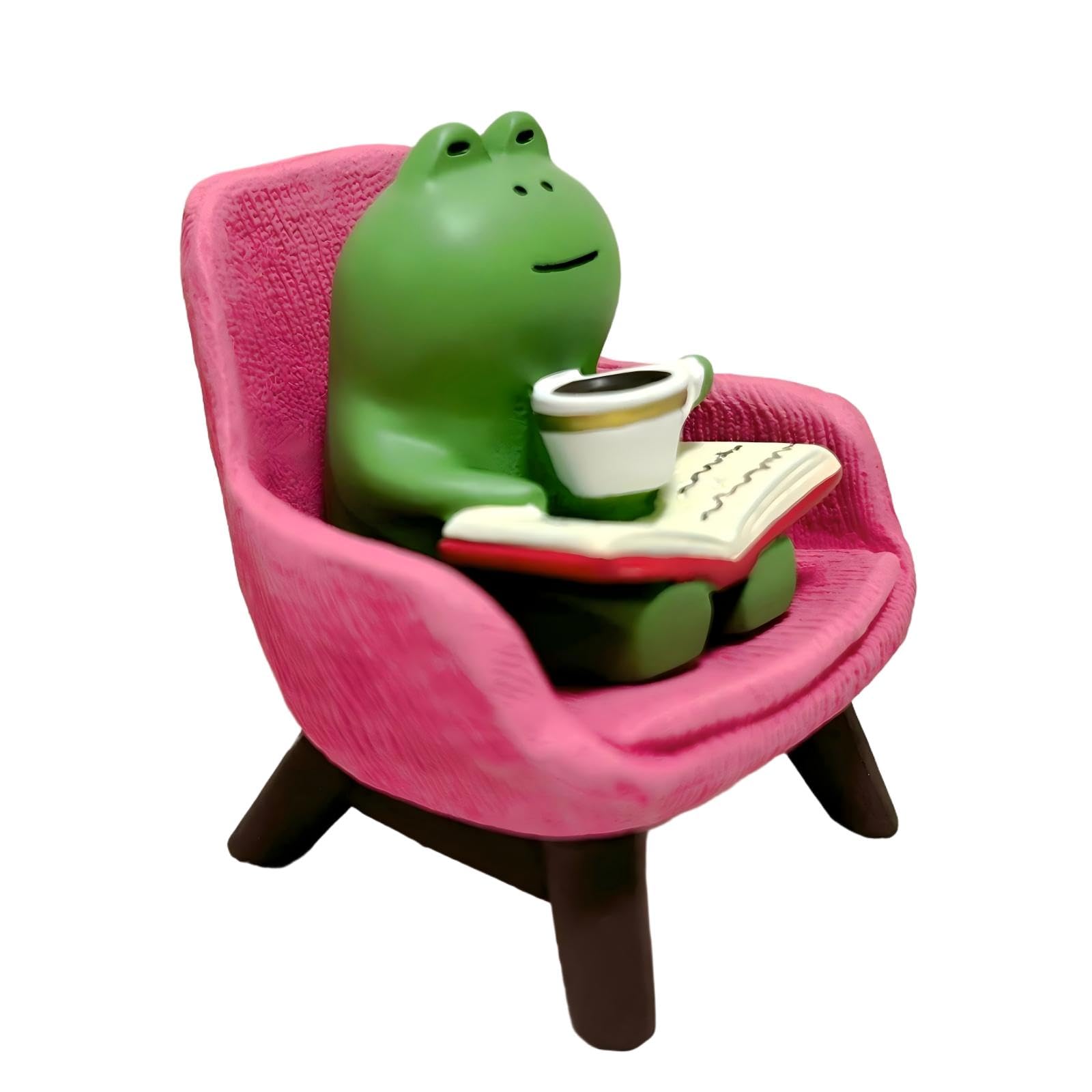 Gwindrise Tiny Frog Figurine with Pink Chair for Office ...