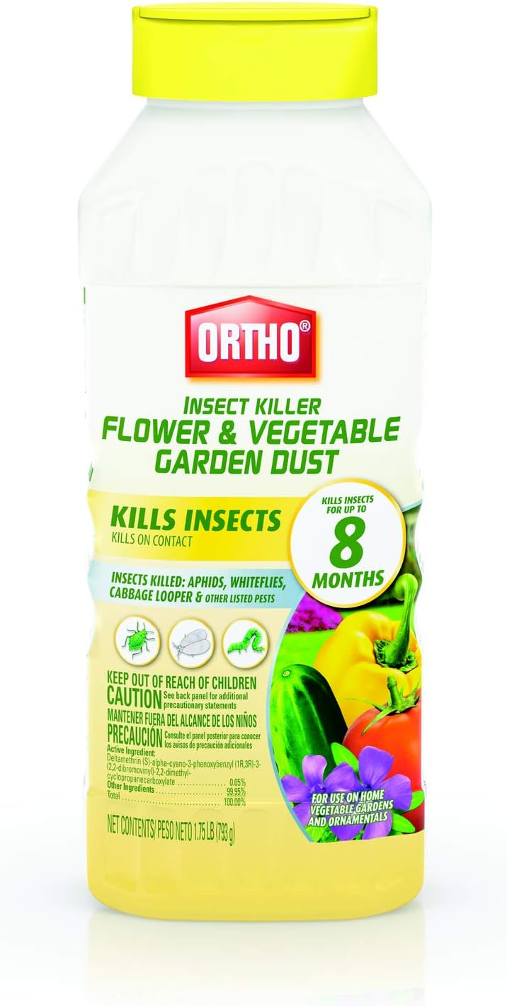 Insect Killer Flower and Vegetable Garden Dust - Kills Insects on Contact, Use on Vegetable Gardens and Flowers, Kills Aphids, Whiteflies and Cabbage Loopers for up to 8 Months, 1.75 lbs.