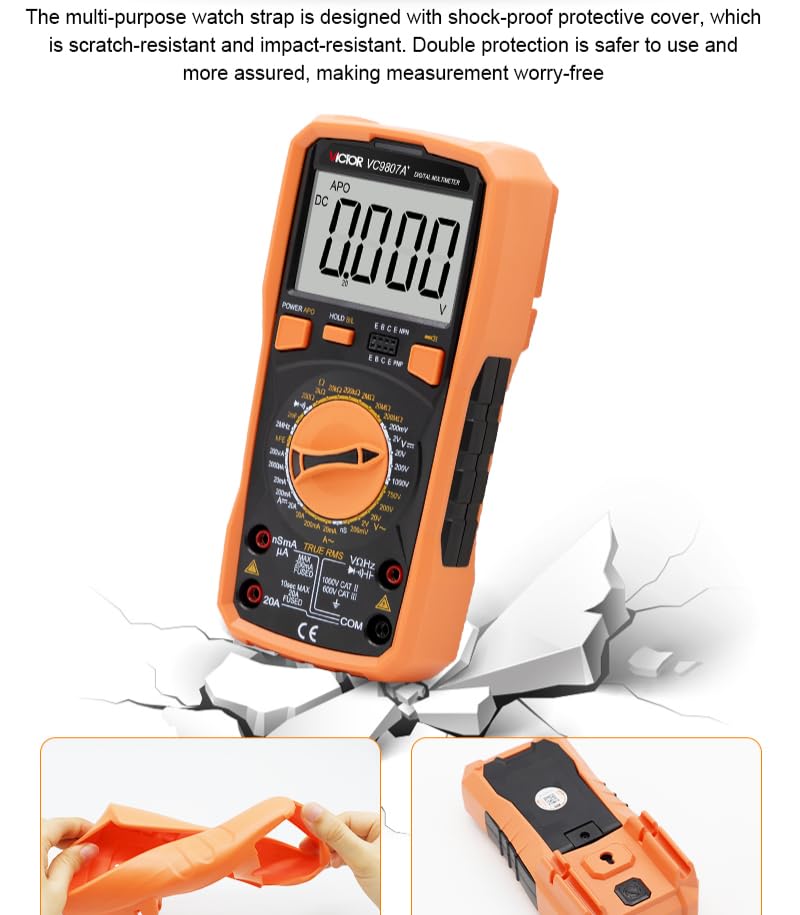 Image of Victor /RuoShui VC9807A+ ac dc Manual Range multimeter Digital with Flashlight Function(Victor VC9807A+)