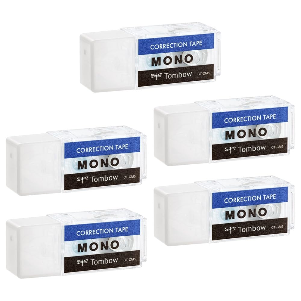 トンボ鉛筆 修正テープ 5mm MONO モノ ポケット (モノ消しデザインの修正テープ) 使い切りタイプ モノカラー 5個 4m CT-CM5-5P