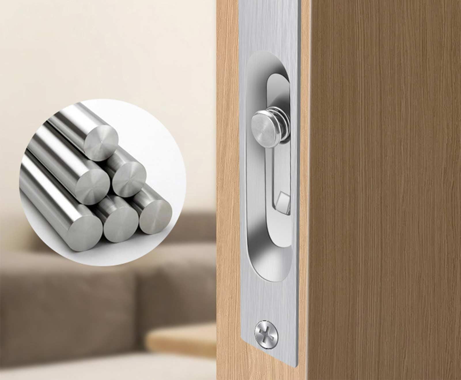 2 Pack 4 Inch Door Bolt Flush Stainless Steel Security French Door Lock Concealed Slide Bolt Latch with Installation Screws for Bathroom Internal Doors.patlock for Patio Doors - Image 2