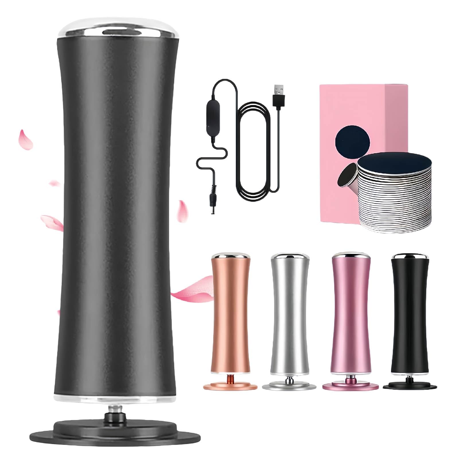 Mielle Glow Pied- Ponceuse Electrique Professionnelle pour Soin des Pieds, Kit Beauté Exfoliant pour Peaux Mortes, Squameuses et Gercées - Comprend 60 Tampons Exfoliants de Rechange (Schwarz)