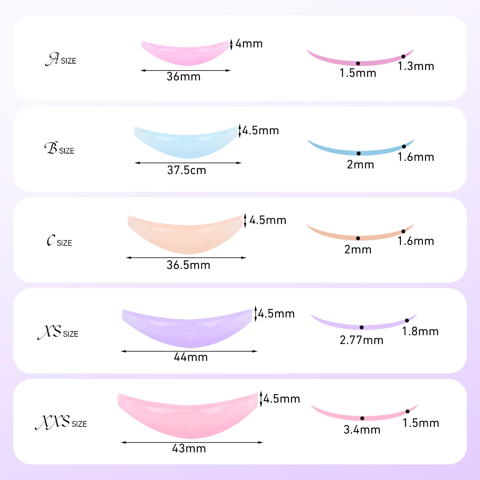 10 Stück Wimpernlifting Pads Silikon Dauerwelle Pad Wiederverwendbare DIY Wimpern Lifting Pads Es Sind Fünf Größen Erhältlich: A, B, C, Xs Und Xxs Selbstklebende Lash Lift Pad Silikon Pads