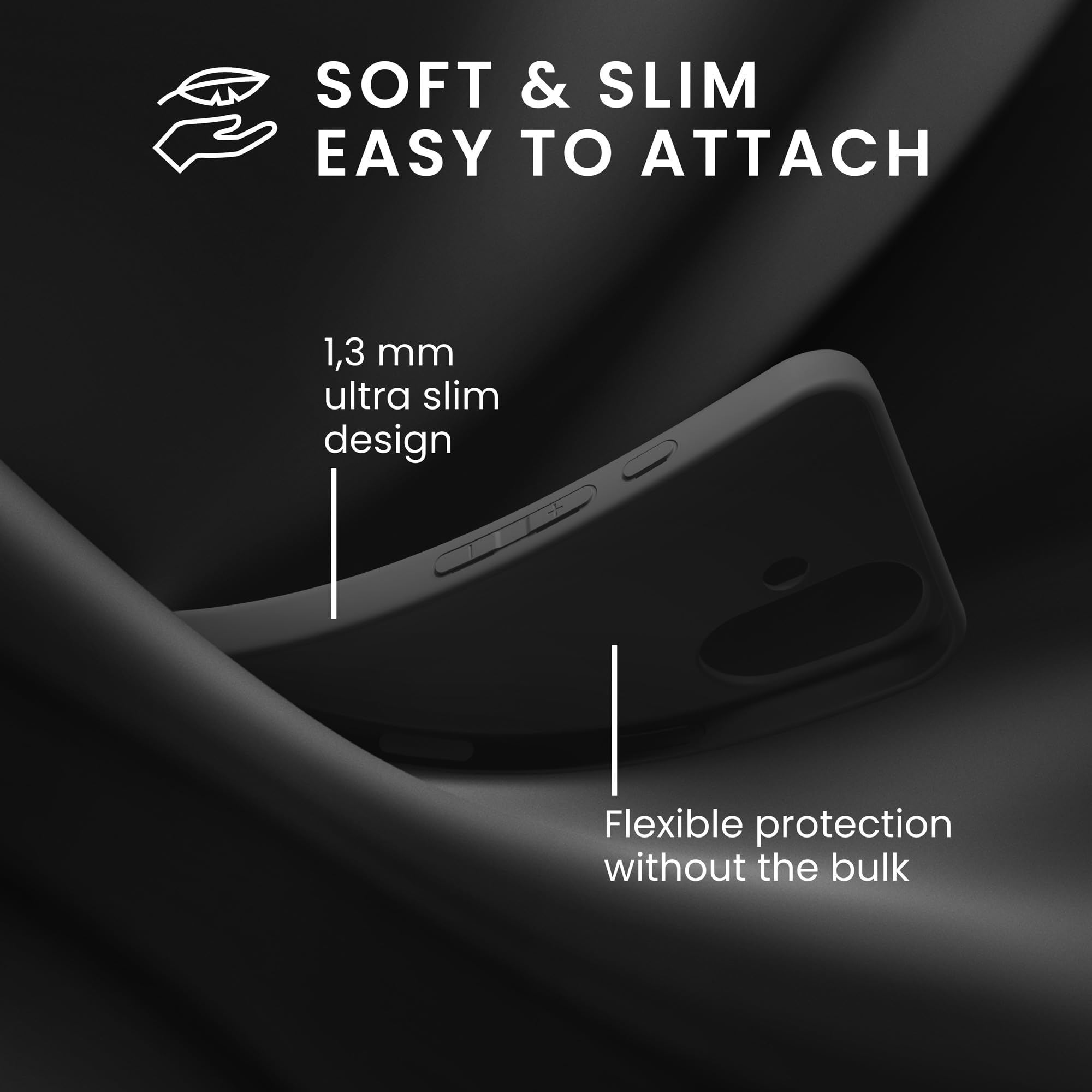 kwmobile Case for Apple iPhone 16 Case - Soft Cover - Shockproof TPU Material - Wireless Charging - Black Matte - Image 4