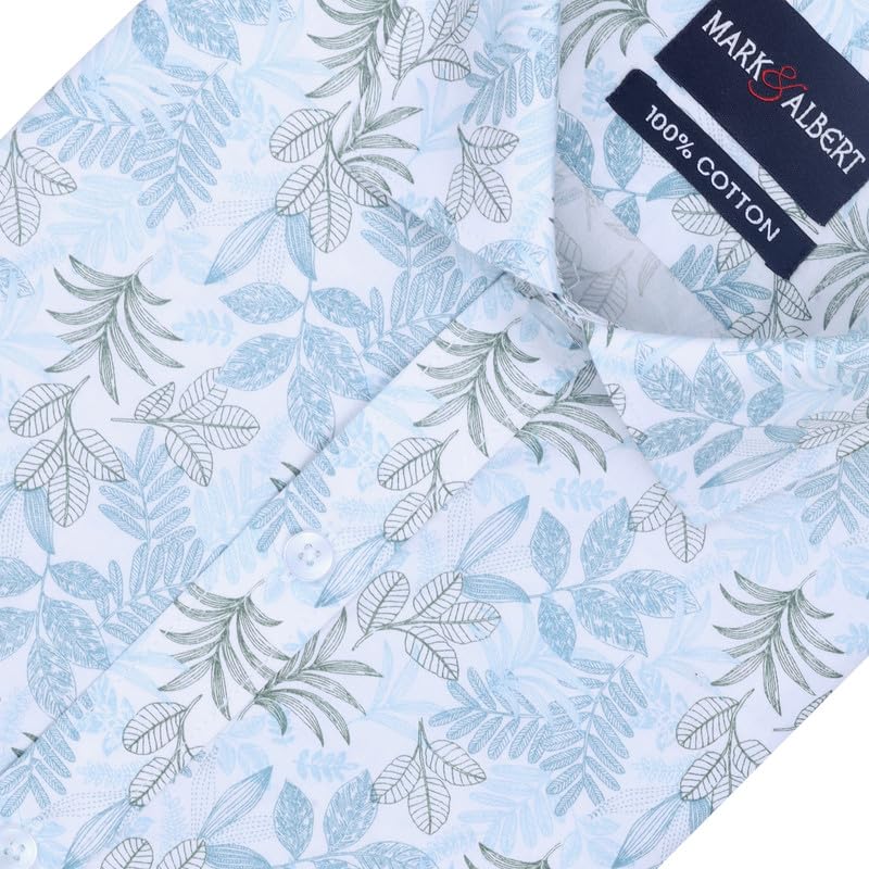 Image of MARK & ALBERT Men's 100% Cotton Printed Half Sleeves Regular Fit Shirt for Men
