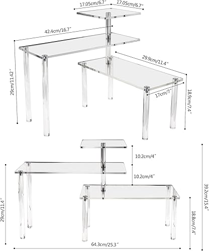 Miniatura 3 de ELEGANTLIFE Soporte elevador de acrílico Estante transparente de 3 niveles para Funko POP, Amiibo, figuras, coleccionables, cupcakes, perfumes,