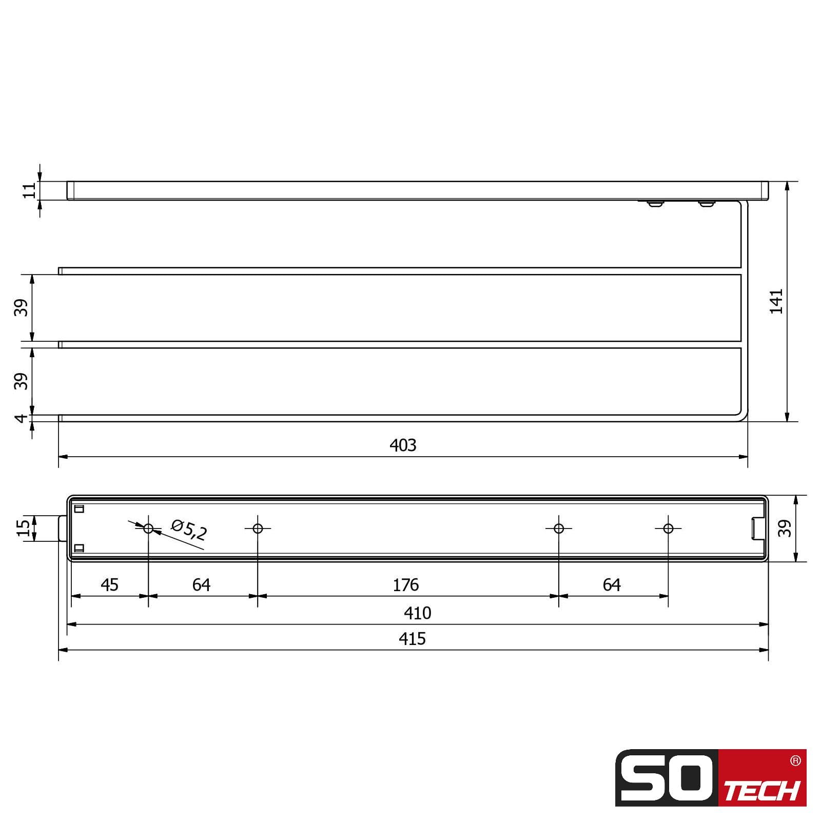 SOTECH Porte-Serviettes Elegance chromé 3 Bras 415 mm insérés, rallonge 715 mm Porte-Serviettes