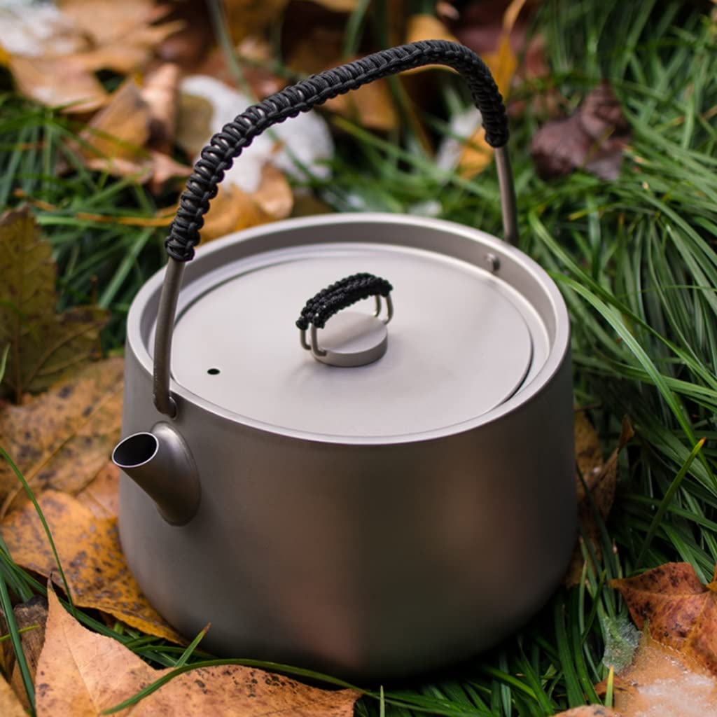 AYMQC Bouilloire Camping 1.1 L Aluminium Ultralégère – Théière Chauffage Rapide Portable Avec Sac Transport, Gris, Rando Pêche Pique-Nique