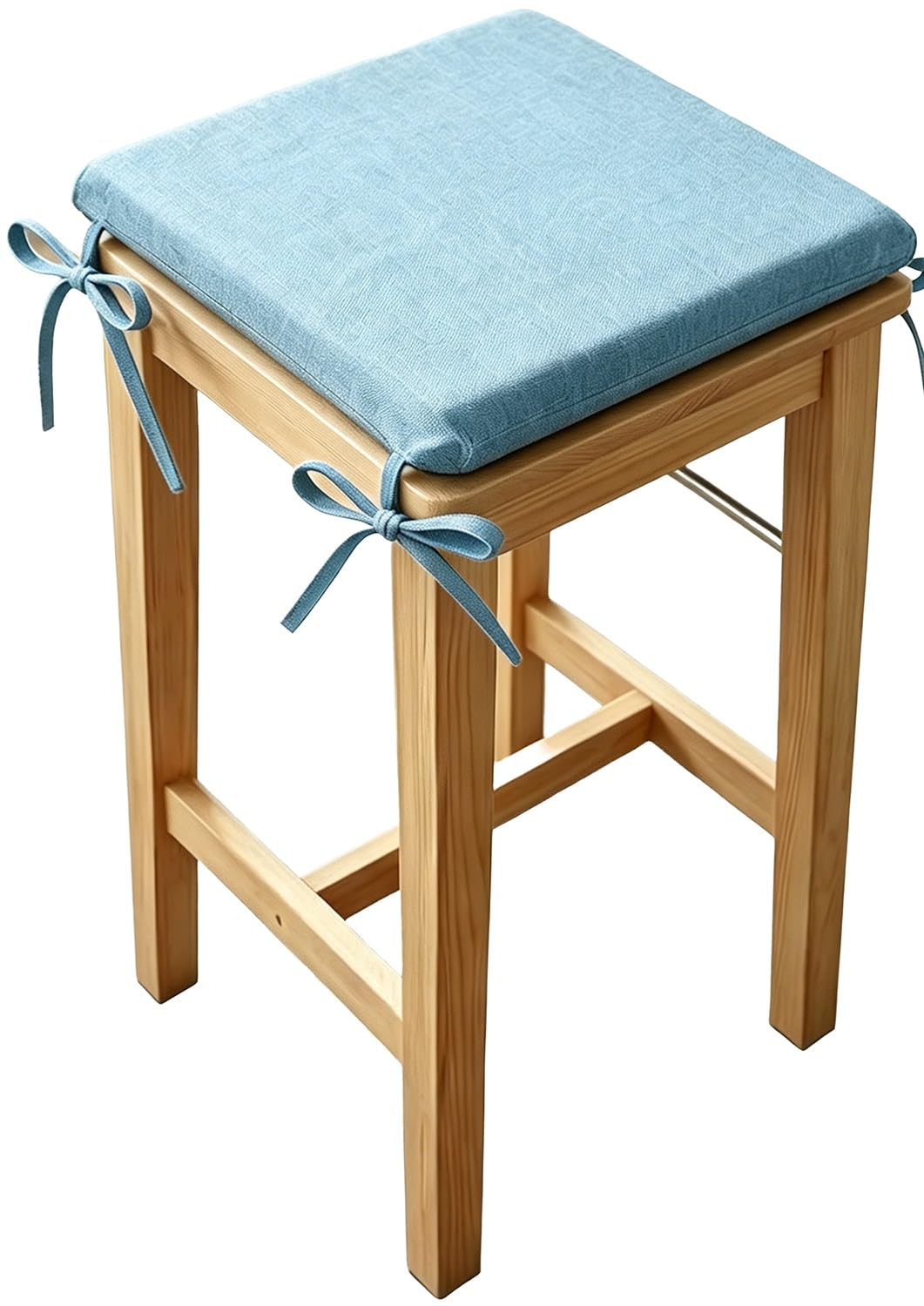 seokor 5cm Thick Square Seat Cushions 30x30/35x35/40x40cm with Ties Linen Stool Cushion Soft Breathable Chair Cushions Non-Slip Removable for Indoor, Outdoor, Bar, Dining Kitchen(Color15,45x45x5cm)