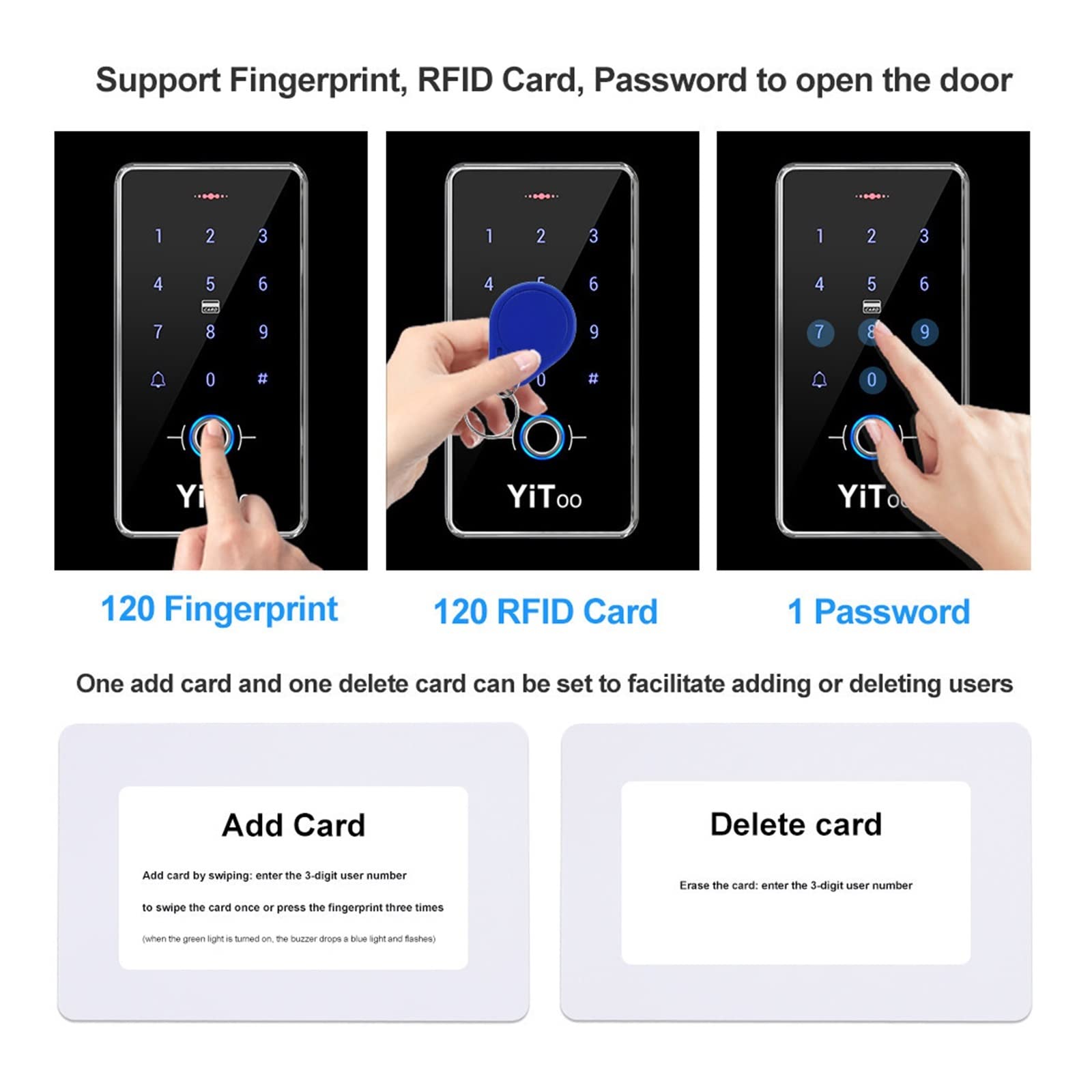 Serratura Smart, Serratura della porta del di controllo accessi delle impronte digitali, set di serrature elettriche completamente impermeabili IP68 for la sicurezza domestica, all'aperto ,Smart Lock