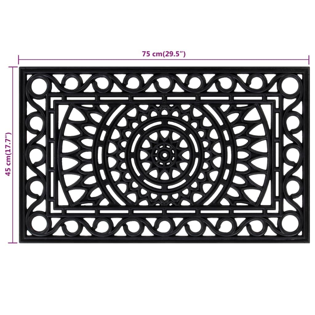 Fußmatte Gummi 45x75 cm - rutschfeste Gummimatte für Außen und Innen - Robuste Türmatte mit Drainage - Schmutzfangmatte Rechteckig für Eingangsbereich Küche Garten Schwarz