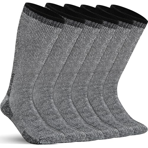 Image of Alvada Mens Merino Wool Crew Socks Thermal and Warm Socks for Winter Work Hiking Running 3 Pairs