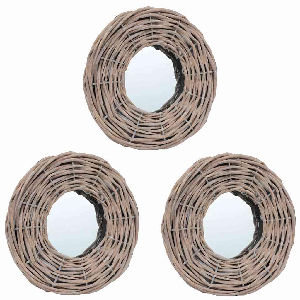 3 specchi da parete da 15 cm con cornice in vero trattato