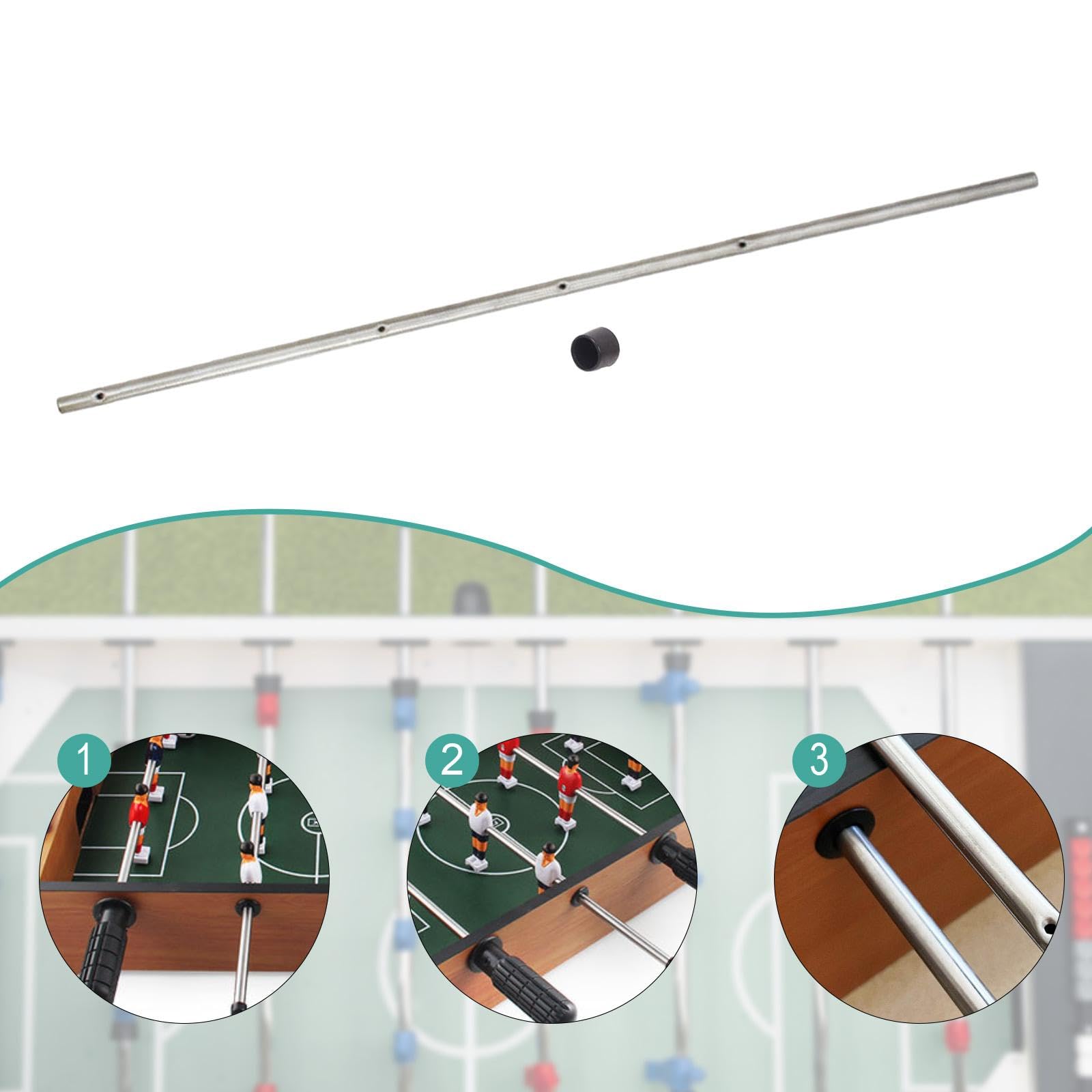 Harilla Asta in Metallo per Biliardino, Stecche Calcio Balilla, Diametro 8 Mm X 44 Cm, Un Foro per L'Asta di 2,5 Mm di Diametro, Progettato per Biliardini da Tavolo con Una Lunghezza di 0,5 M