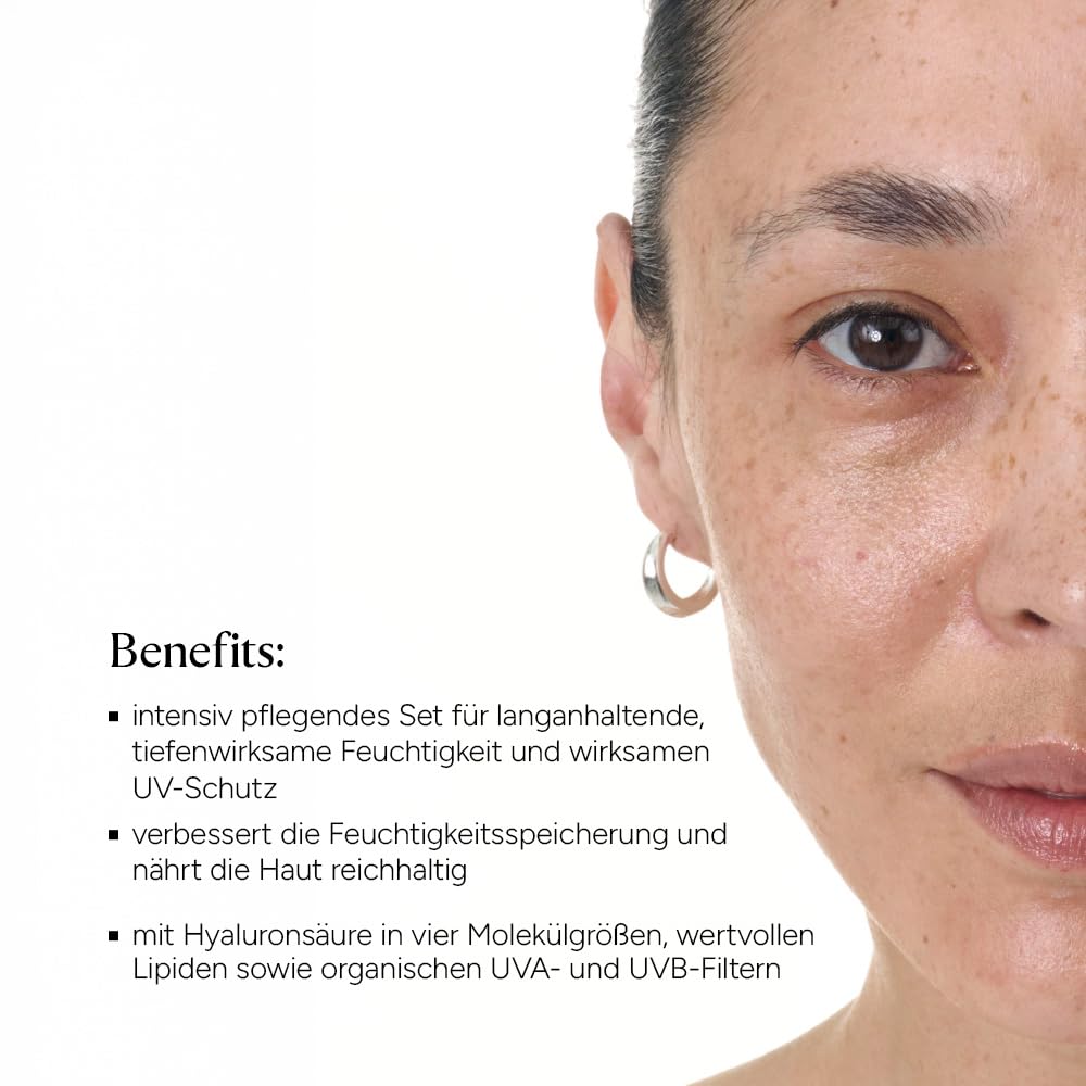JUNGLÜCK Set Starke Trockenheit reduzieren SPF 50 | Tiefenwirksame Feuchtigkeit, nährende Pflege & UV-Schutz SPF 50 – mit Hyaluron in 4 Molekülgrößen für trockene Haut